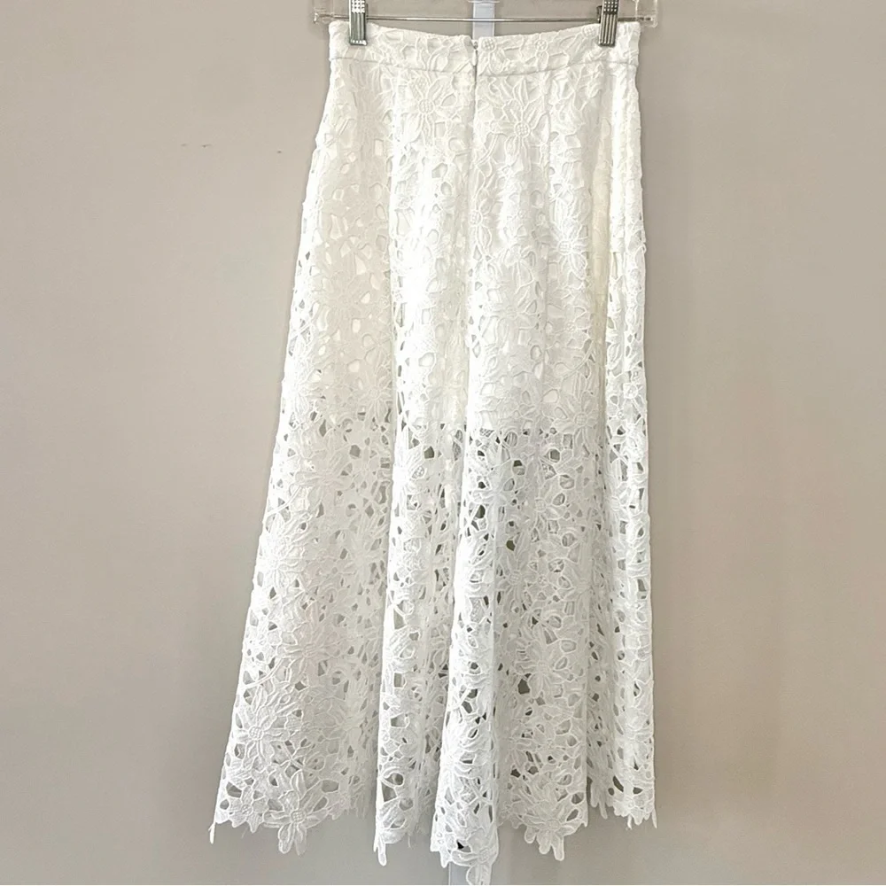 Karina Grimaldi Artemisa White Floral Lace Midi Skirt XS Boho